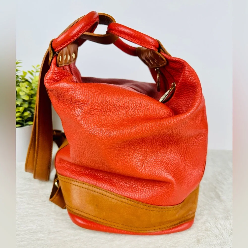 RARE Vintage Valentina Coral Convertible Bucket Bag Leather